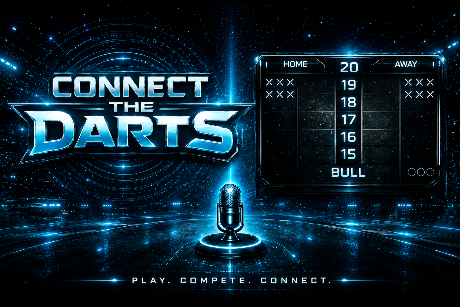 Connect the Darts futuristic dartboard artwork